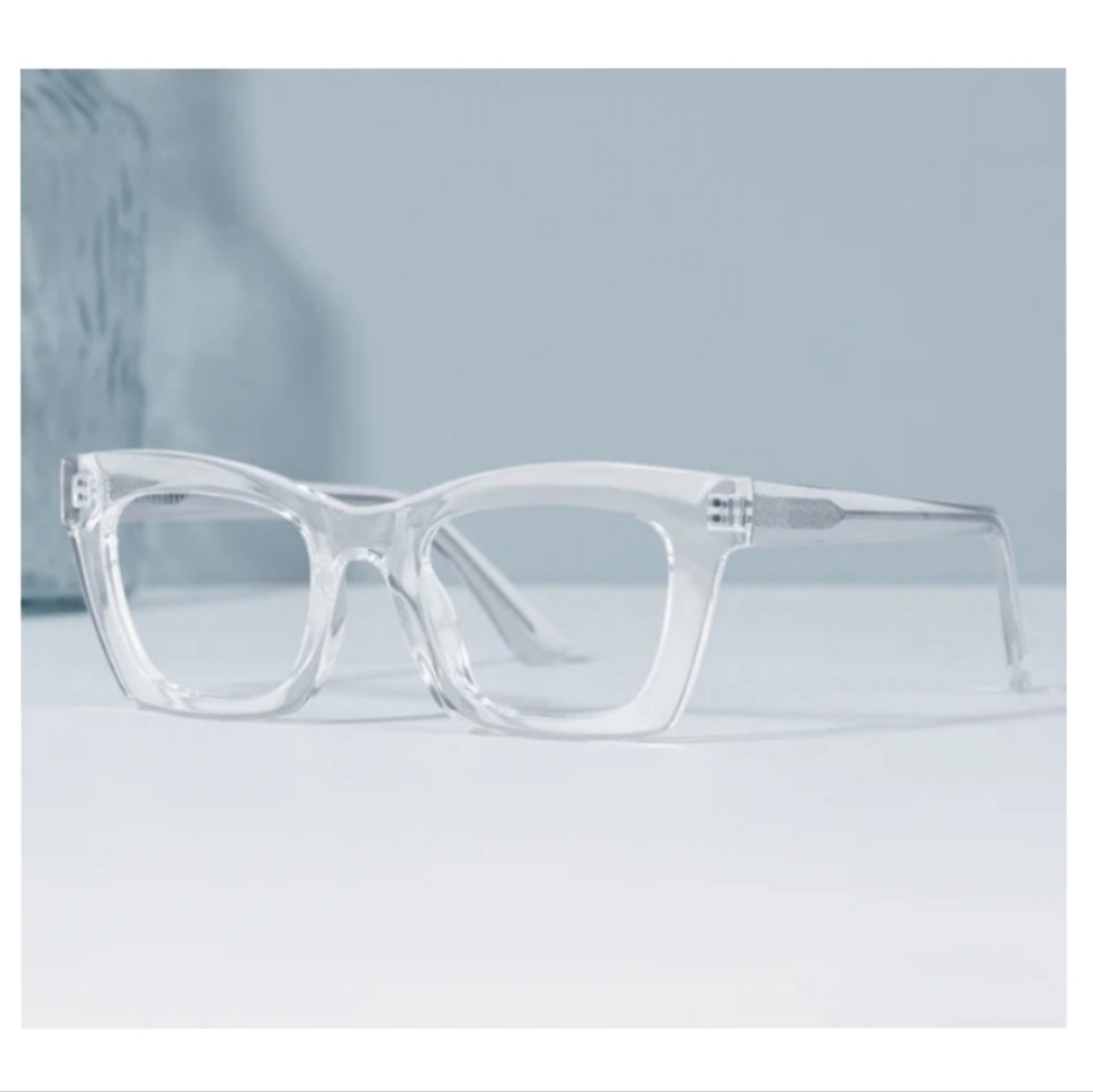 +2.50 Square reading glasses Oprah style Clear frame Blue light blocking readers